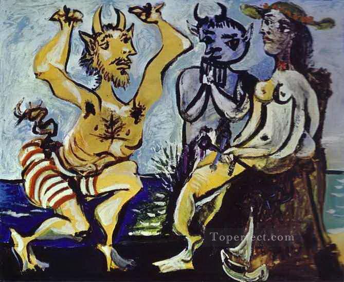 A Young Faun Playing a Serenade to a Young Girl 1938 cubist Pablo Picasso Oil Paintings